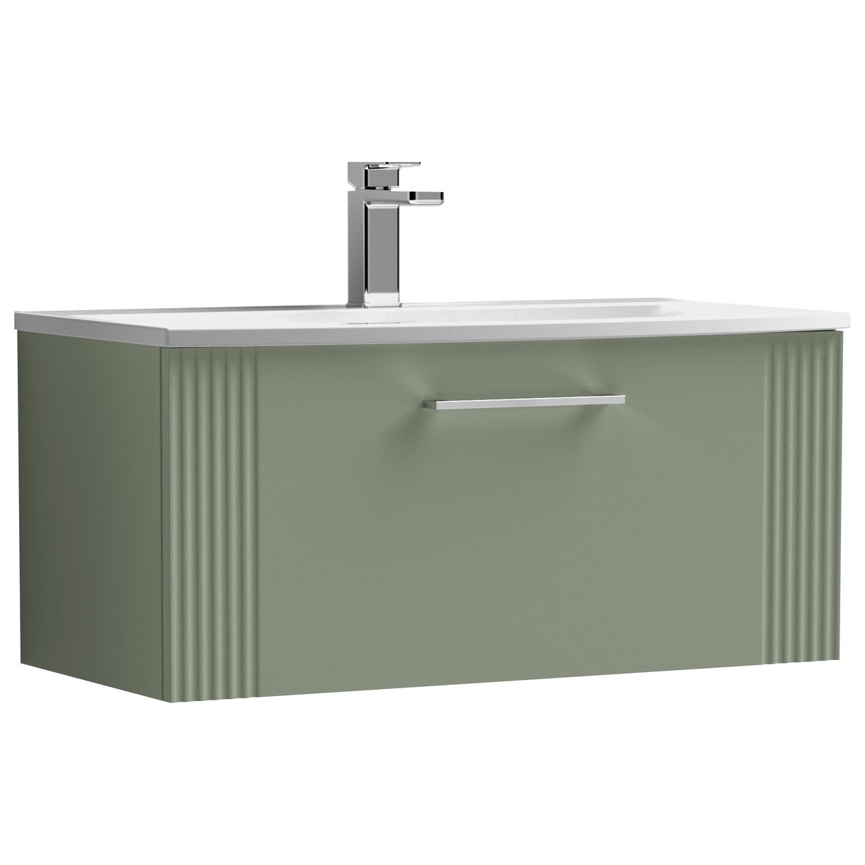 Deco 800mm Wall Hung 1-Drawer Vanity Unit & Curved Ceramic Basin