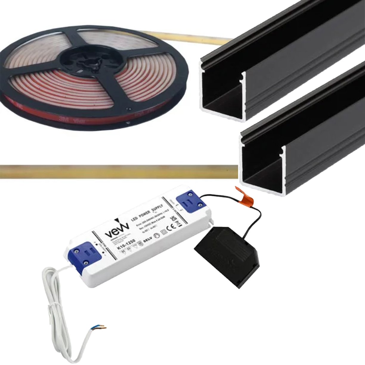 Double Wall Strip Pack Black Profile Natural White