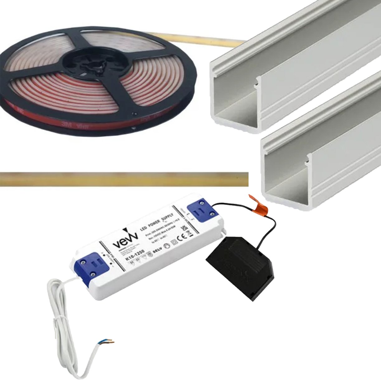 Double Wall Strip Pack Aluminium Profile Warm White