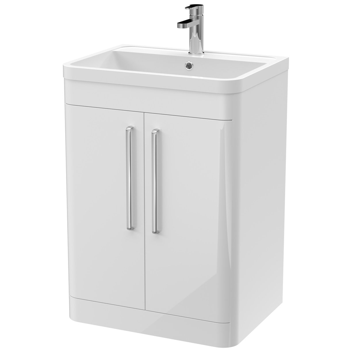Parade 600mm Floor Standing 2-Door Vanity Unit & Polymarble Basin