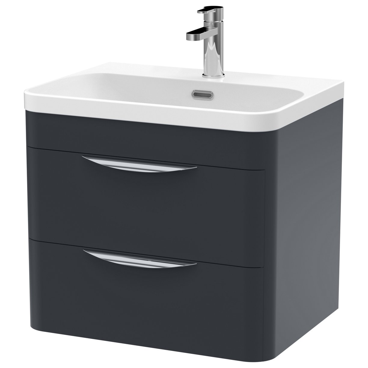Parade 600mm Wall Hung 2-Drawer Vanity Unit & Thin-Edge Ceramic Basin