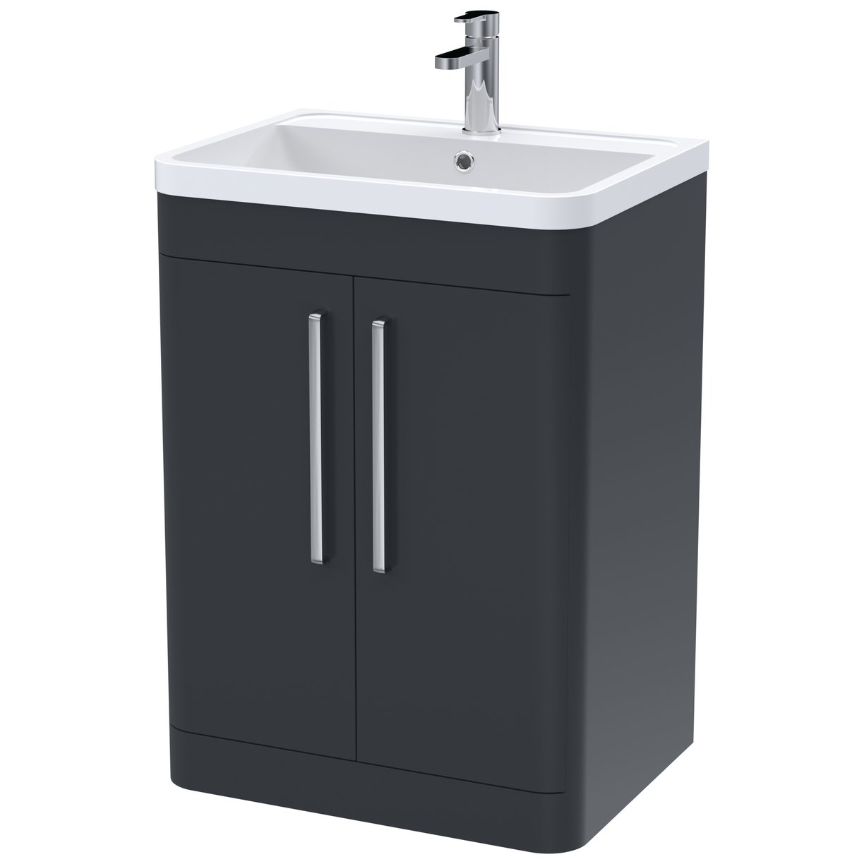 Parade 600mm Floor Standing 2-Door Vanity Unit & Polymarble Basin