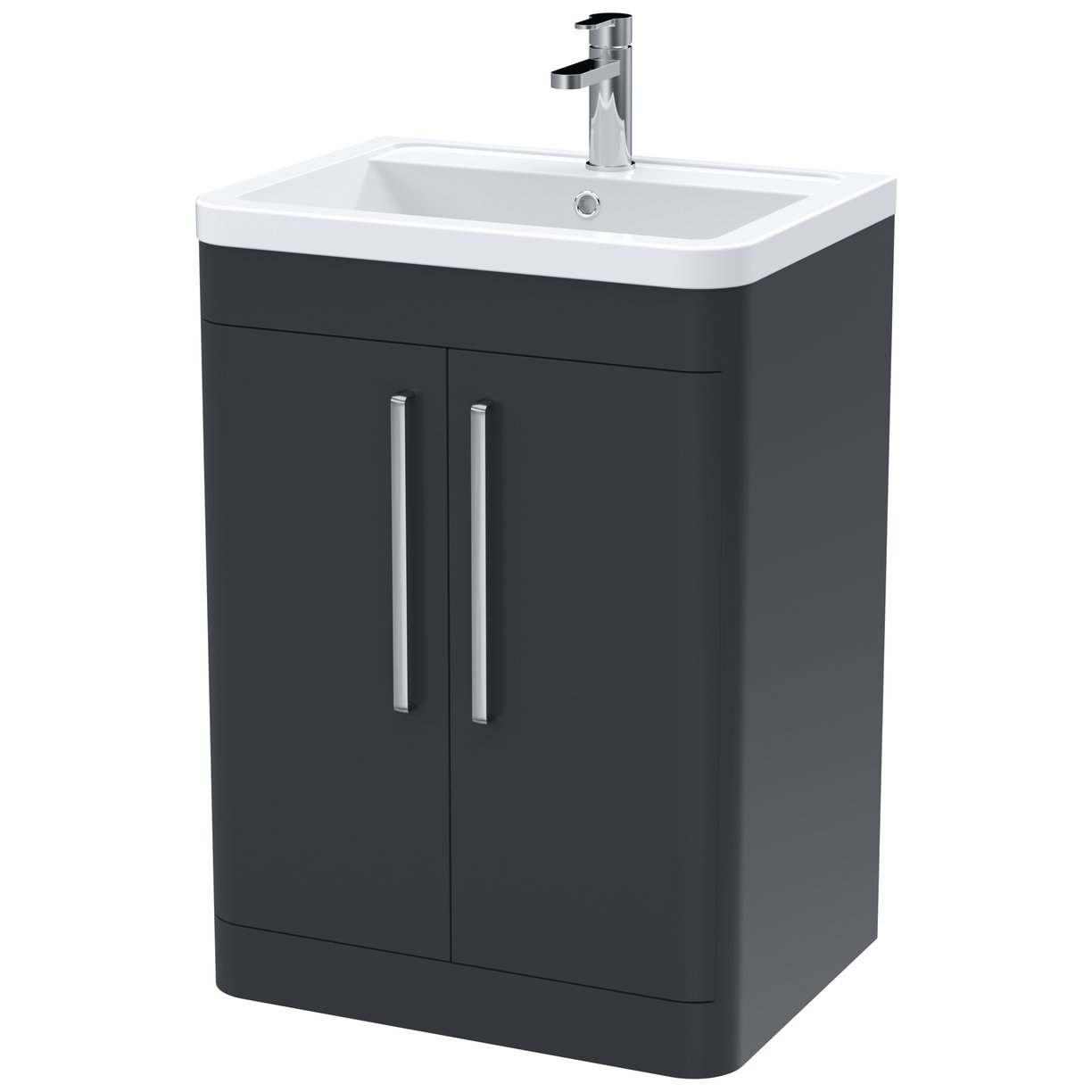 Parade 600mm Floor Standing 2-Door Vanity Unit & Polymarble Basin