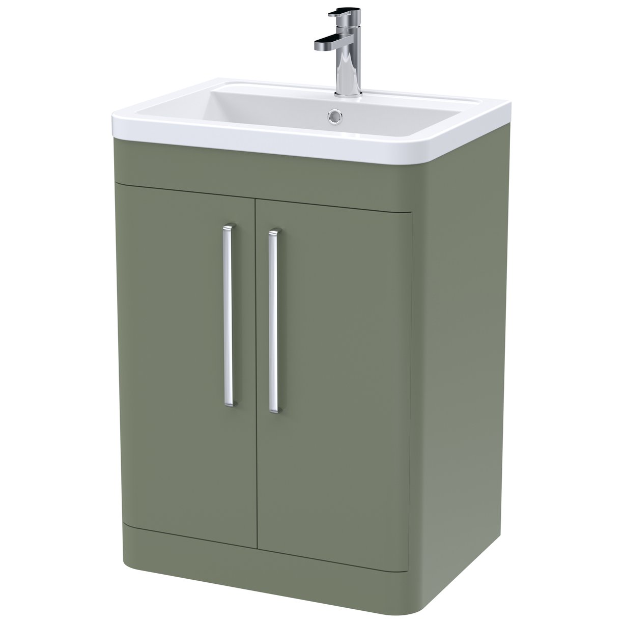 Parade 600mm Floor Standing 2-Door Vanity Unit & Polymarble Basin