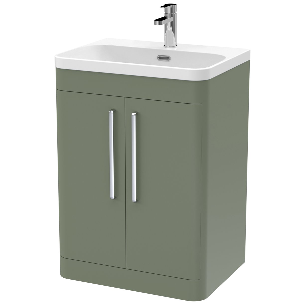 Parade 600mm Floor Standing 2-Door Vanity Unit & Thin-Edge Ceramic Basin
