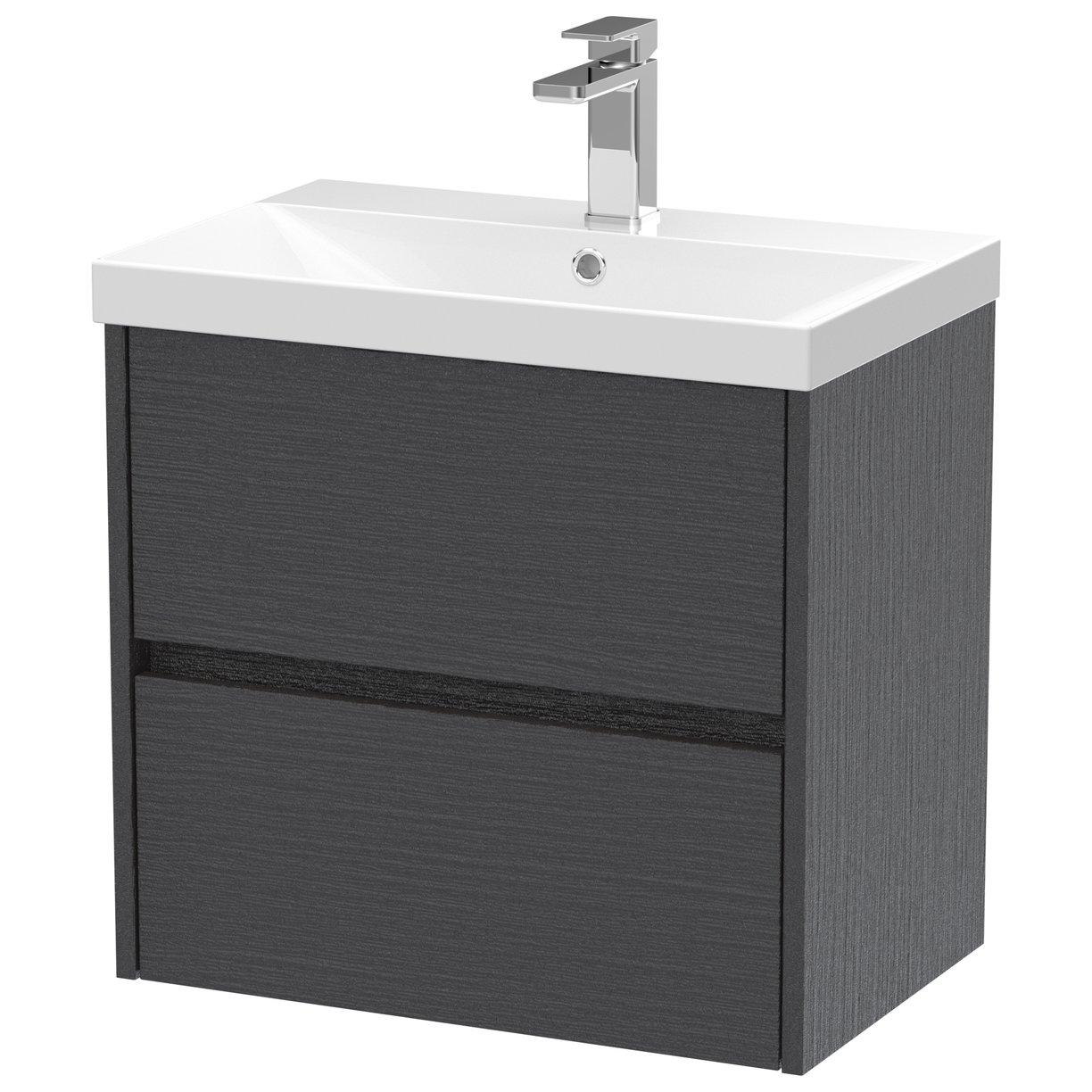 Havana 600mm Wall Hung 2-Drawer Vanity Unit & Thin-Edge Ceramic Basin