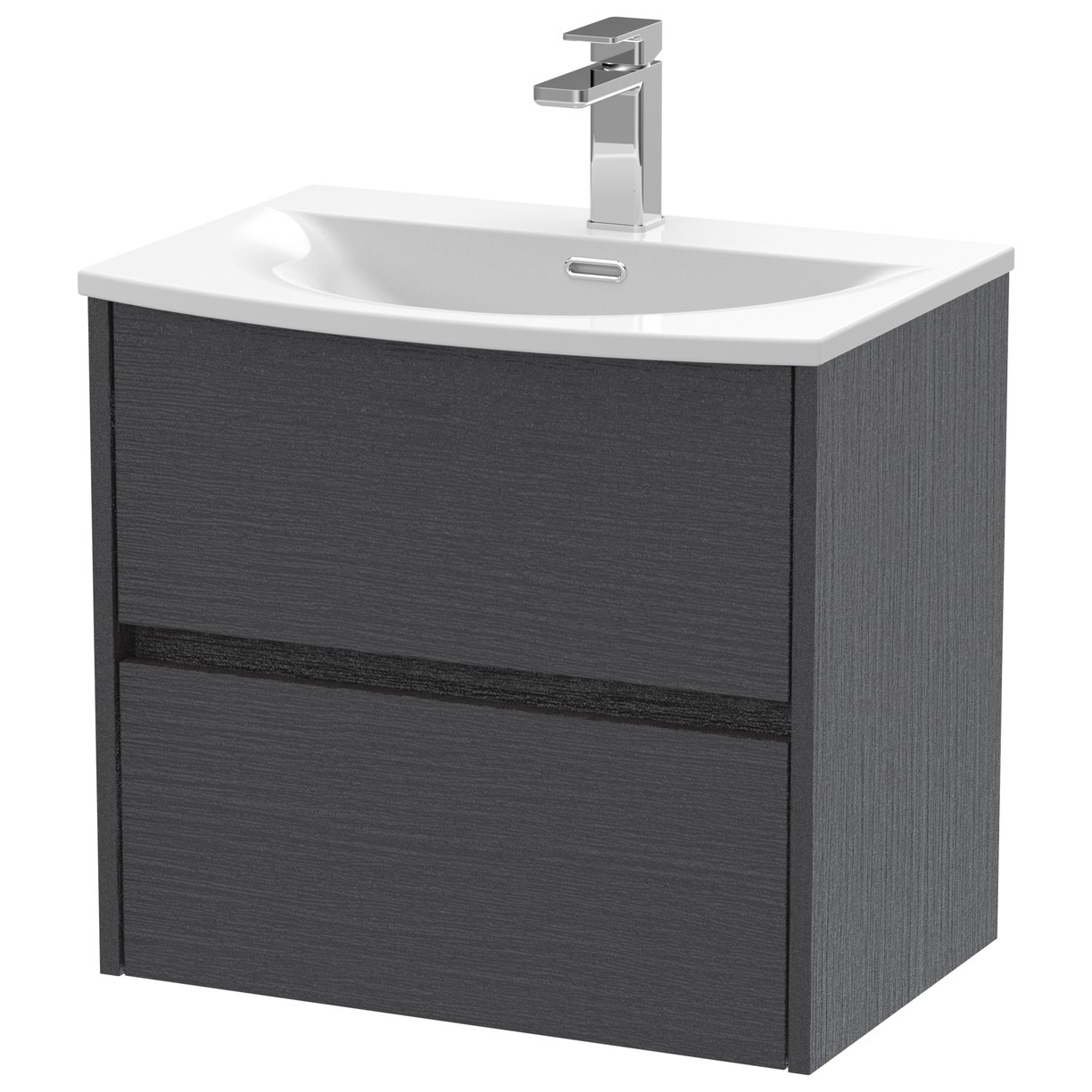 Havana 600mm Wall Hung 2-Drawer Vanity Unit & Curved Ceramic Basin