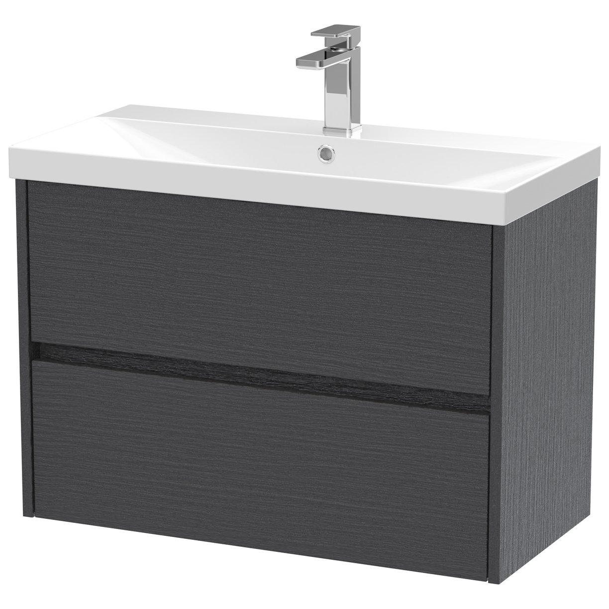Havana 800mm Wall Hung 2-Drawer Vanity Unit & Thin-Edge Ceramic Basin