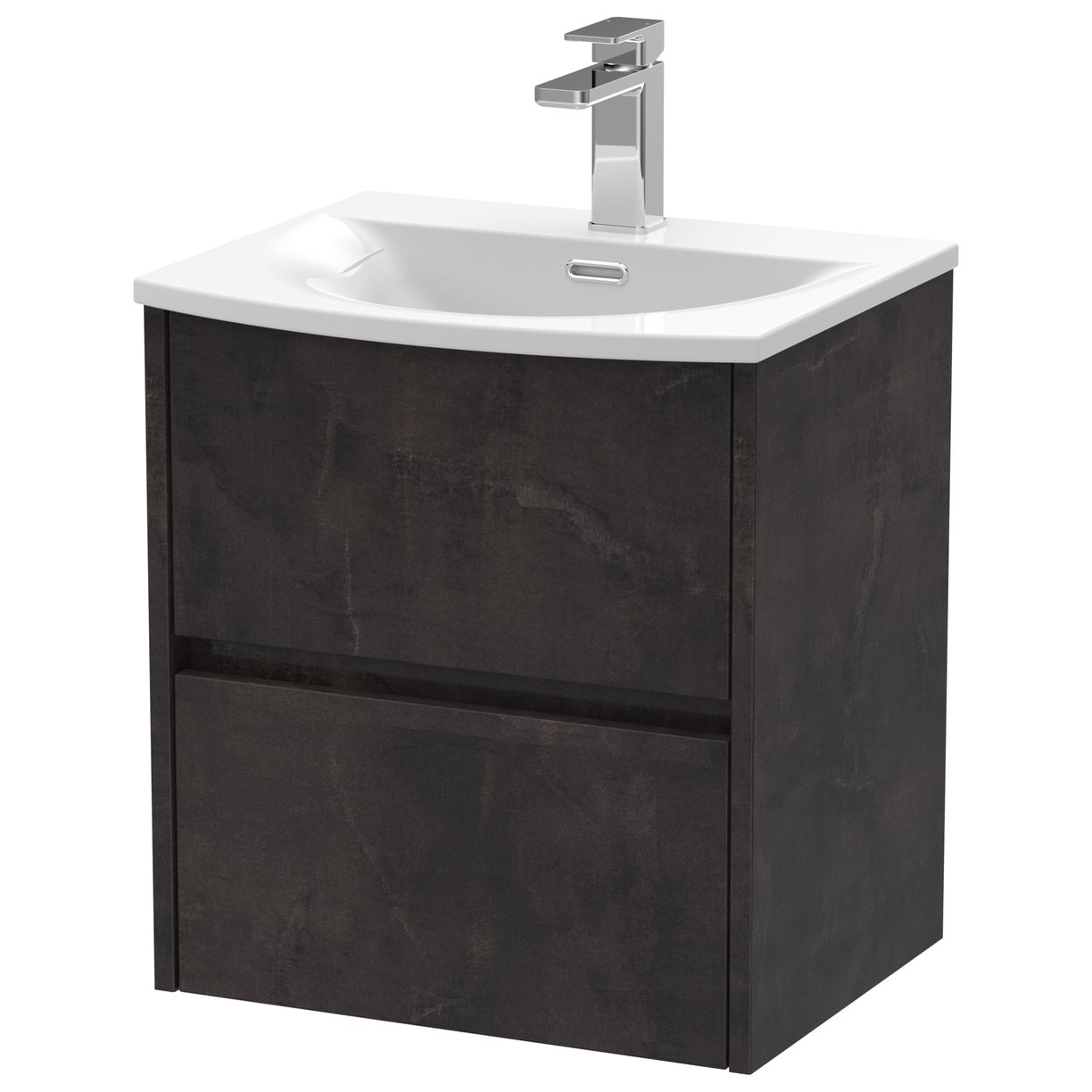 Havana 500mm Wall Hung 2-Drawer Vanity Unit & Curved Ceramic Basin