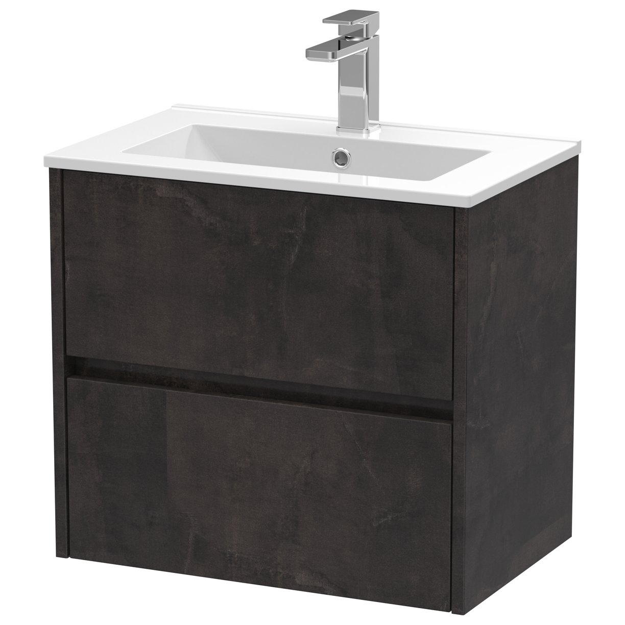 Havana 600mm Wall Hung 2-Drawer Vanity Unit & Minimalist Ceramic Basin