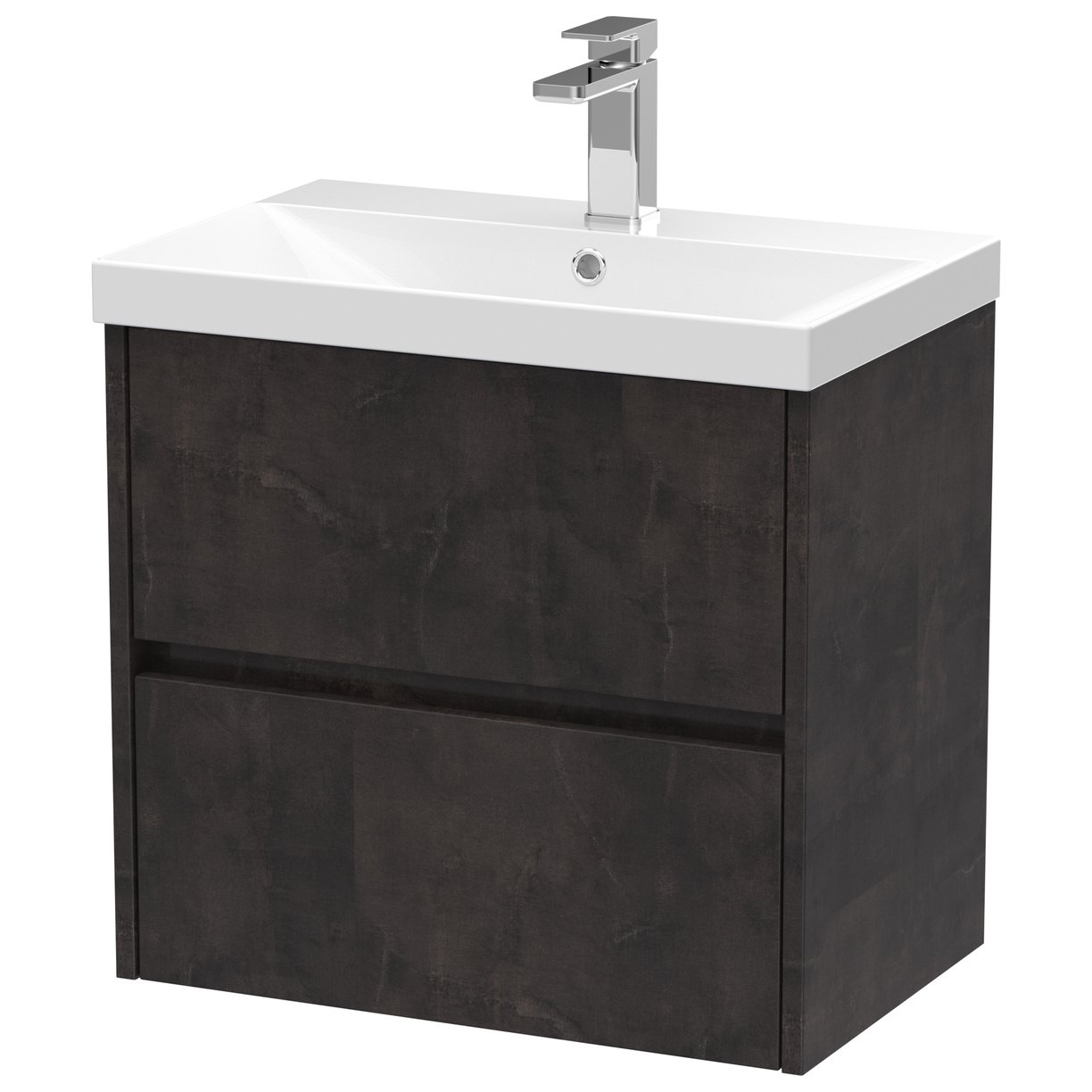 Havana 600mm Wall Hung 2-Drawer Vanity Unit & Thin-Edge Ceramic Basin