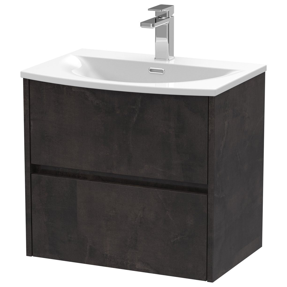Havana 600mm Wall Hung 2-Drawer Vanity Unit & Curved Ceramic Basin