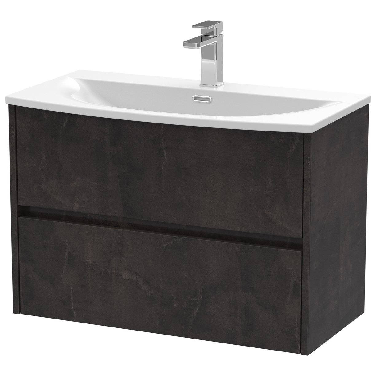 Havana 800mm Wall Hung 2-Drawer Vanity Unit & Curved Ceramic Basin