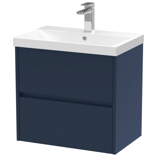 Havana 600mm Wall Hung 2-Drawer Vanity Unit & Thin-Edge Ceramic Basin