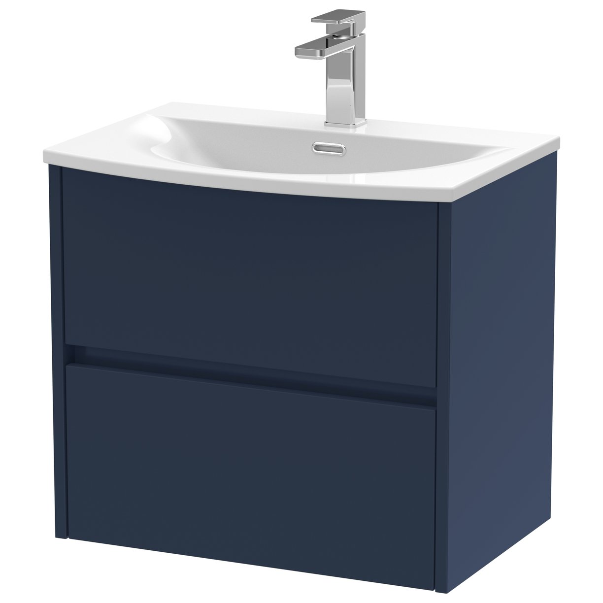 Havana 600mm Wall Hung 2-Drawer Vanity Unit & Curved Ceramic Basin