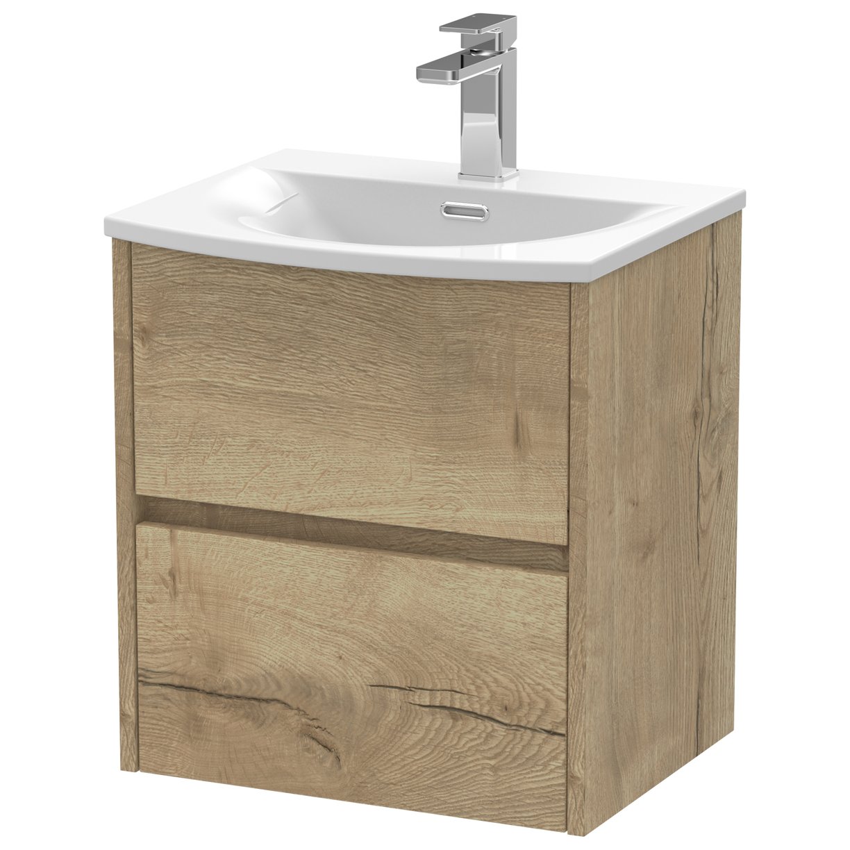 Havana 500mm Wall Hung 2-Drawer Vanity Unit & Curved Ceramic Basin