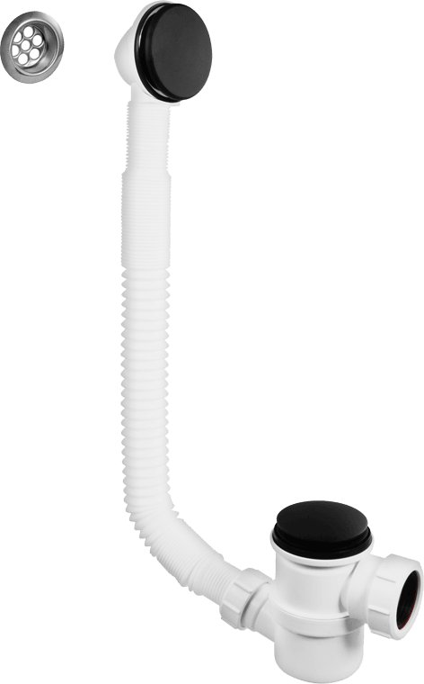 Top Access Bath Trap + Overflow - Matt Black