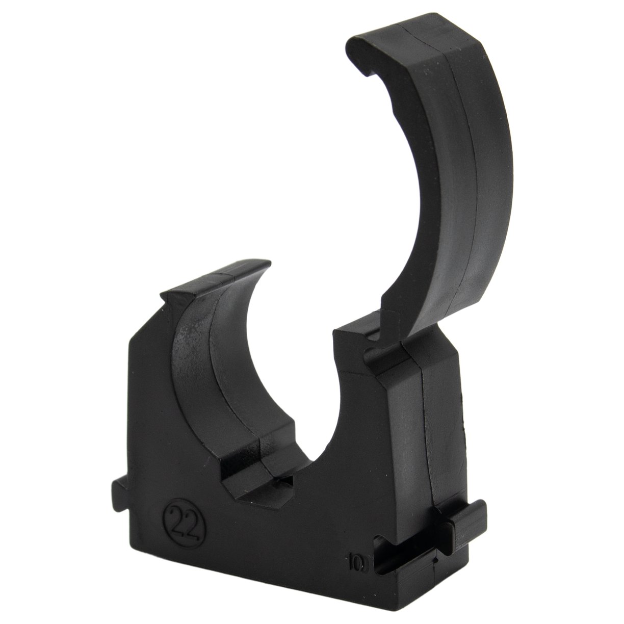 Hinged Single Pipe Clip 15mm Black (Pack of 100 - Sold In Singles)