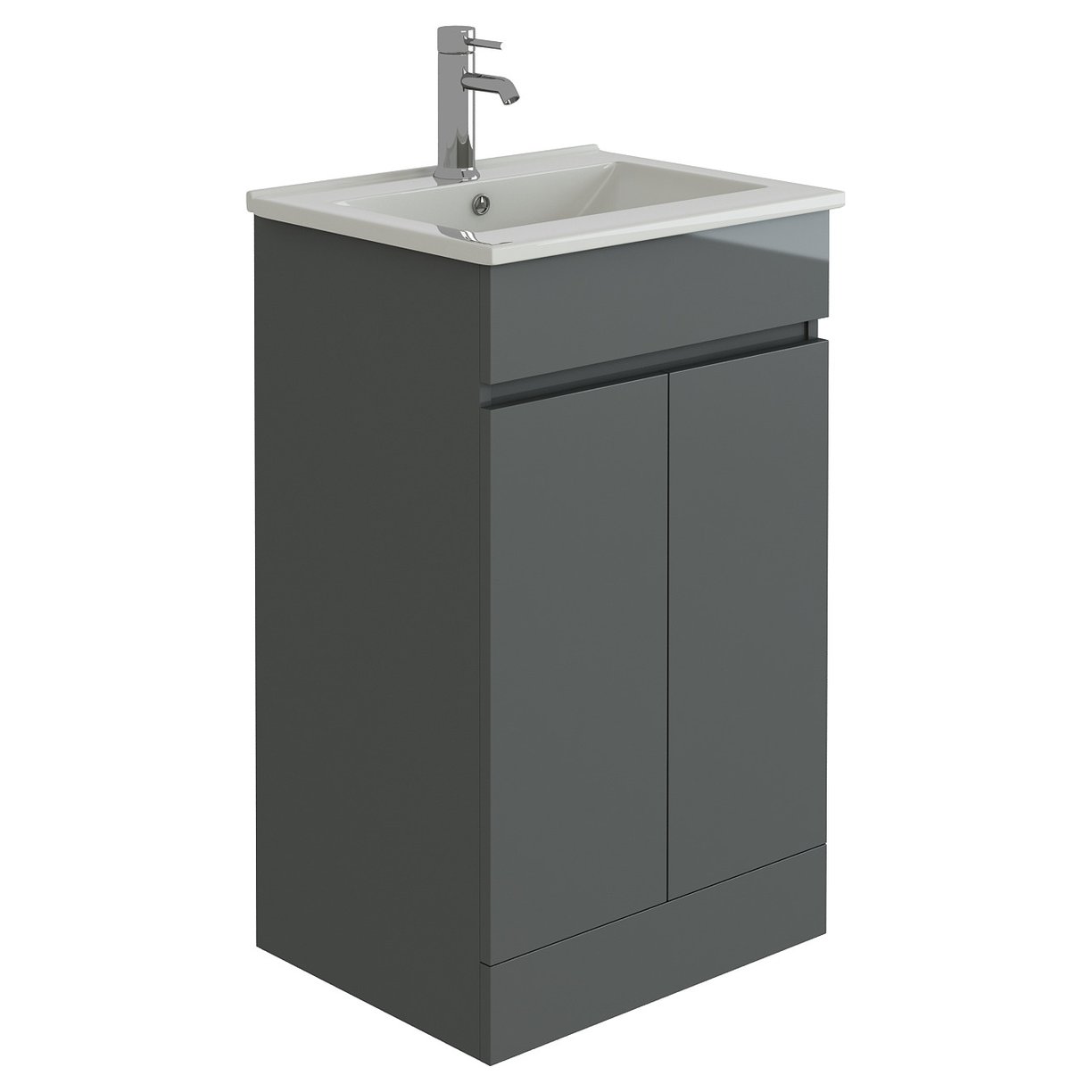 Vittoria 500 2 Door Anthracite Gloss Handless Vanity Unit & Slim Edge Basin