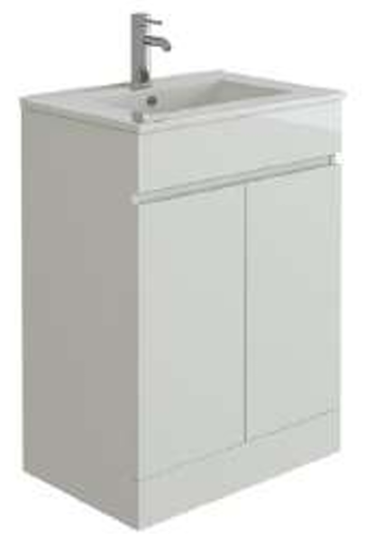 Vittoria 600 2 Door Gloss White Handleless Vanity Unit & Slim Edge Basin