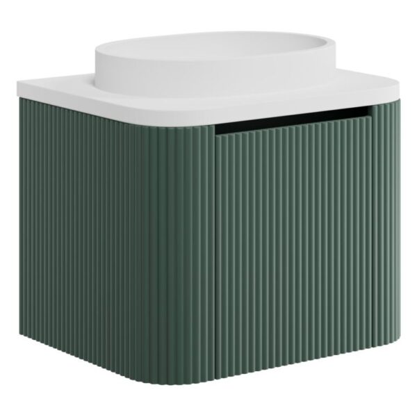 Linea 600 Curved Wall Hung Vanity Unit, Counter Top Basin & Frame