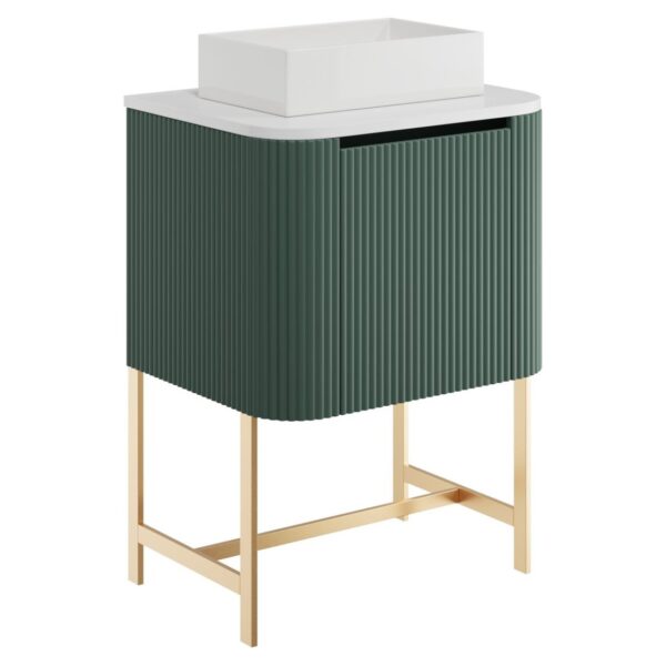 Linea 600 Curved Wall Hung Vanity Unit, Counter Top & Frame