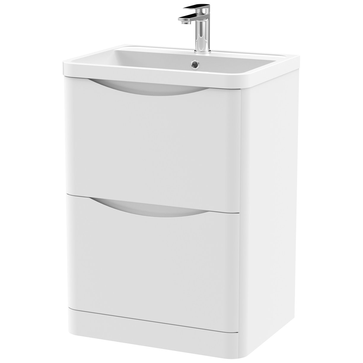 Lunar 600mm Floor Standing 2-Drawer Vanity Unit & Polymarble Basin