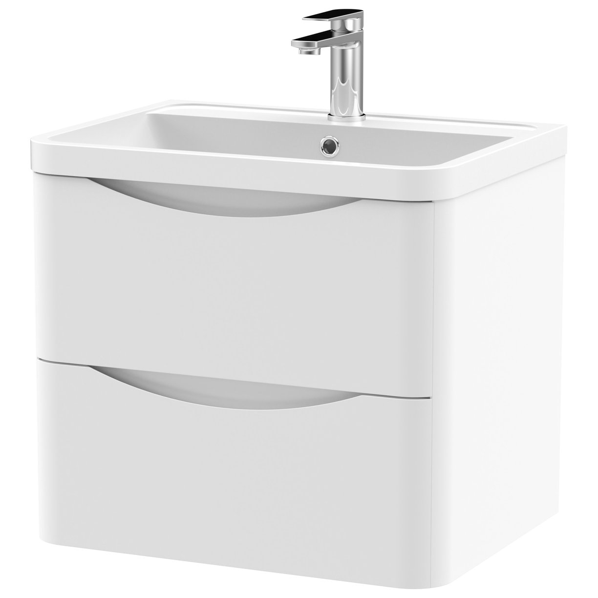 Lunar 600mm Wall Hung 2-Drawer Vanity Unit & Polymarble Basin