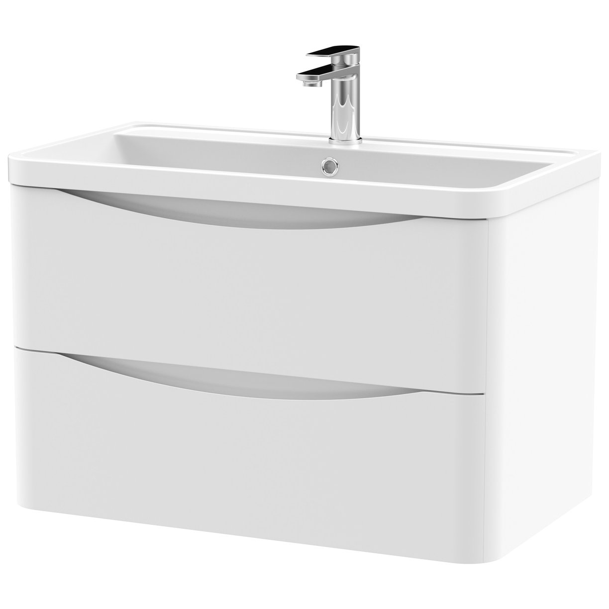 Lunar 800mm Wall Hung 2-Drawer Vanity Unit & Polymarble Basin