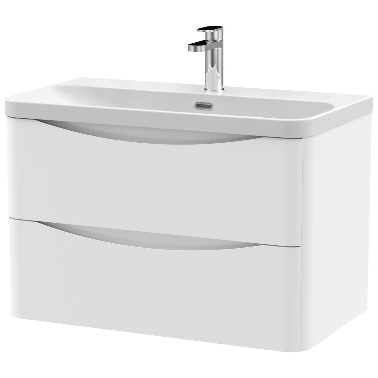 Lunar 800mm Wall Hung 2-Drawer Vanity Unit & Thin-Edge Ceramic Basin