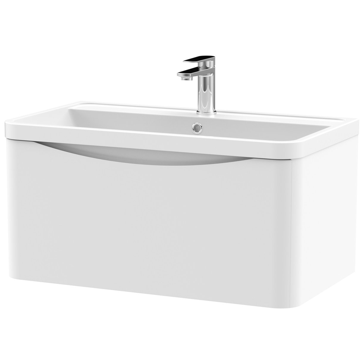 Lunar 800mm Wall Hung 1-Drawer Vanity Unit & Polymarble Basin