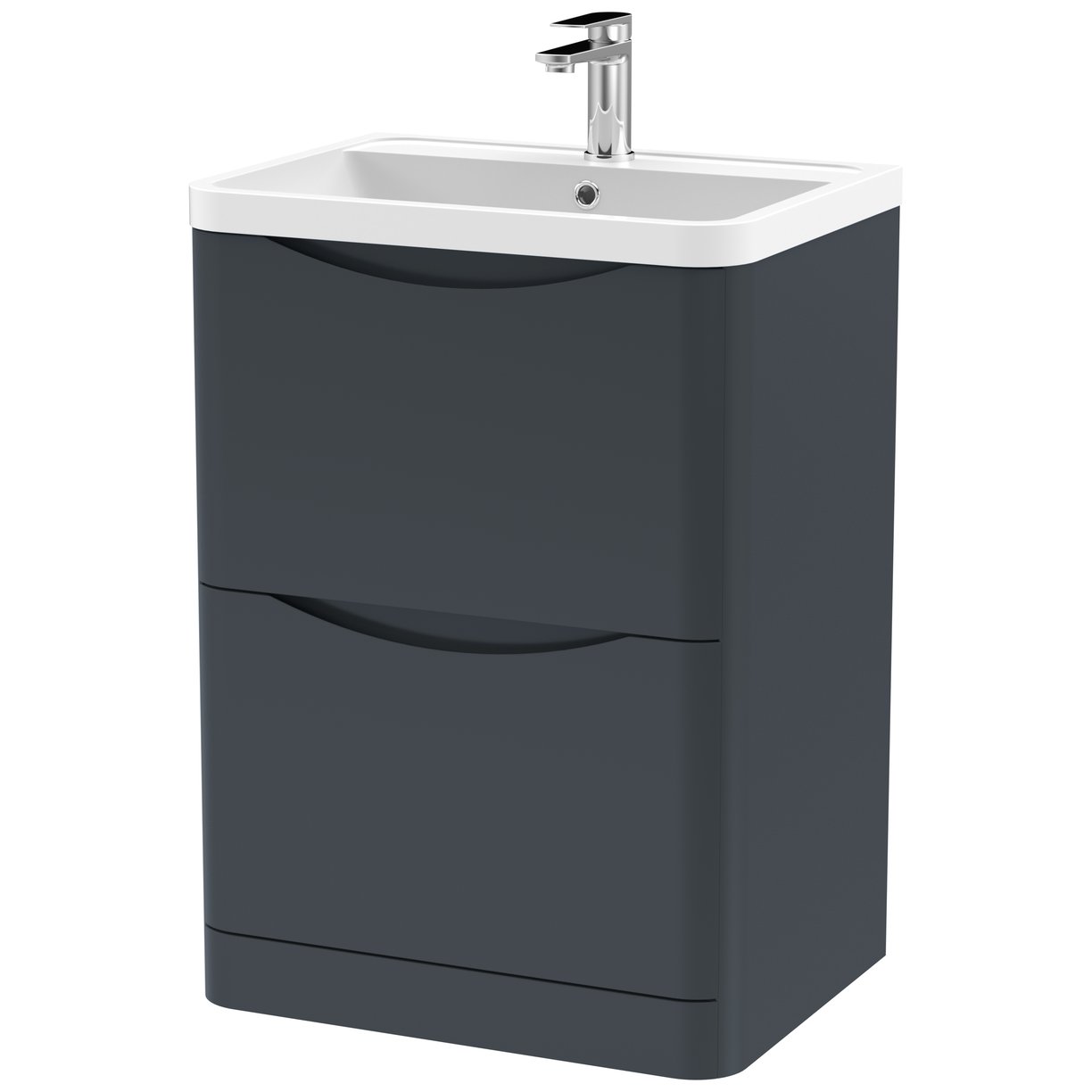 Lunar 600mm Floor Standing 2-Drawer Vanity Unit & Polymarble Basin
