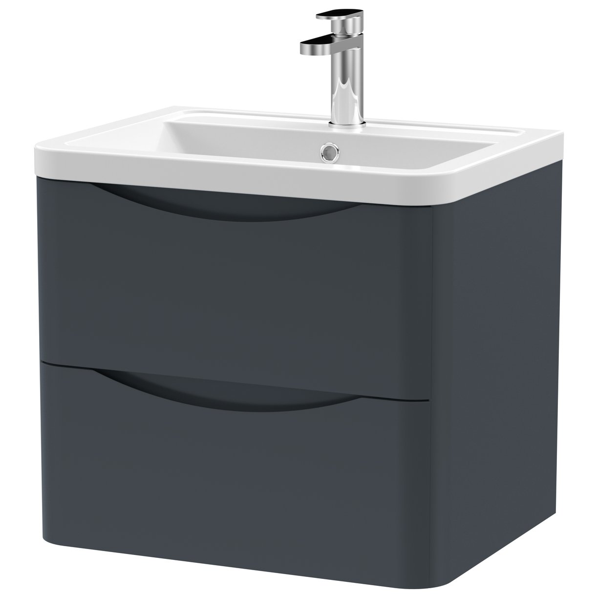 Lunar 600mm Wall Hung 2-Drawer Vanity Unit & Ceramic Basin