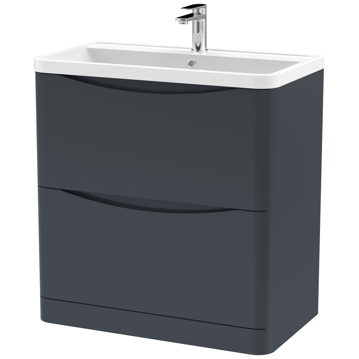 Lunar 800mm Floor Standing 2-Drawer Vanity Unit & Polymarble Basin