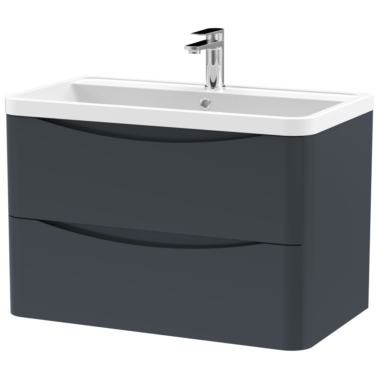 Lunar 800mm Wall Hung 2-Drawer Vanity Unit & Polymarble Basin