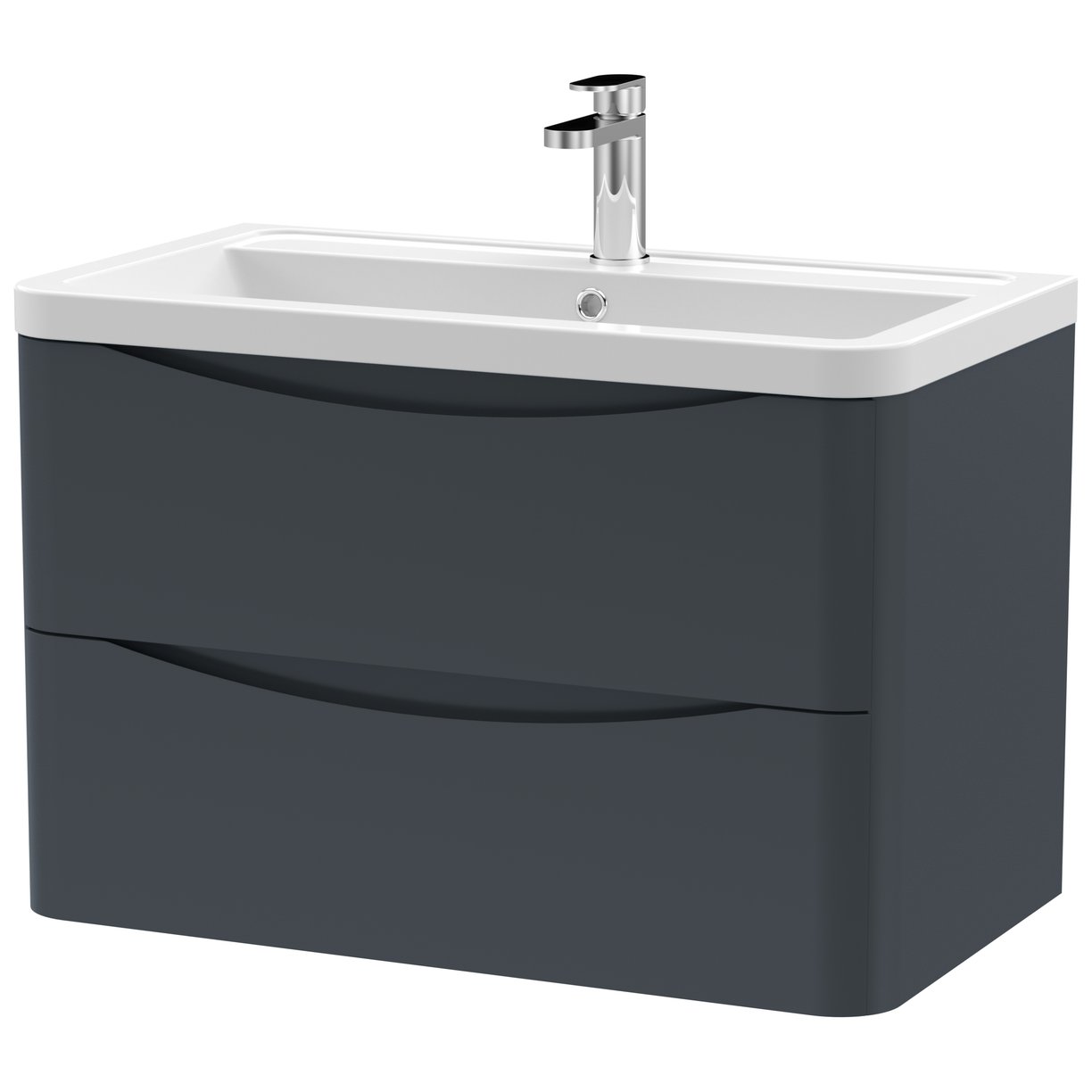 Lunar 800mm Wall Hung 2-Drawer Vanity Unit & Ceramic Basin