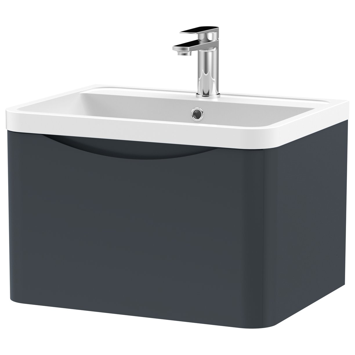 Lunar 600mm Wall Hung 1-Drawer Vanity Unit & Polymarble Basin