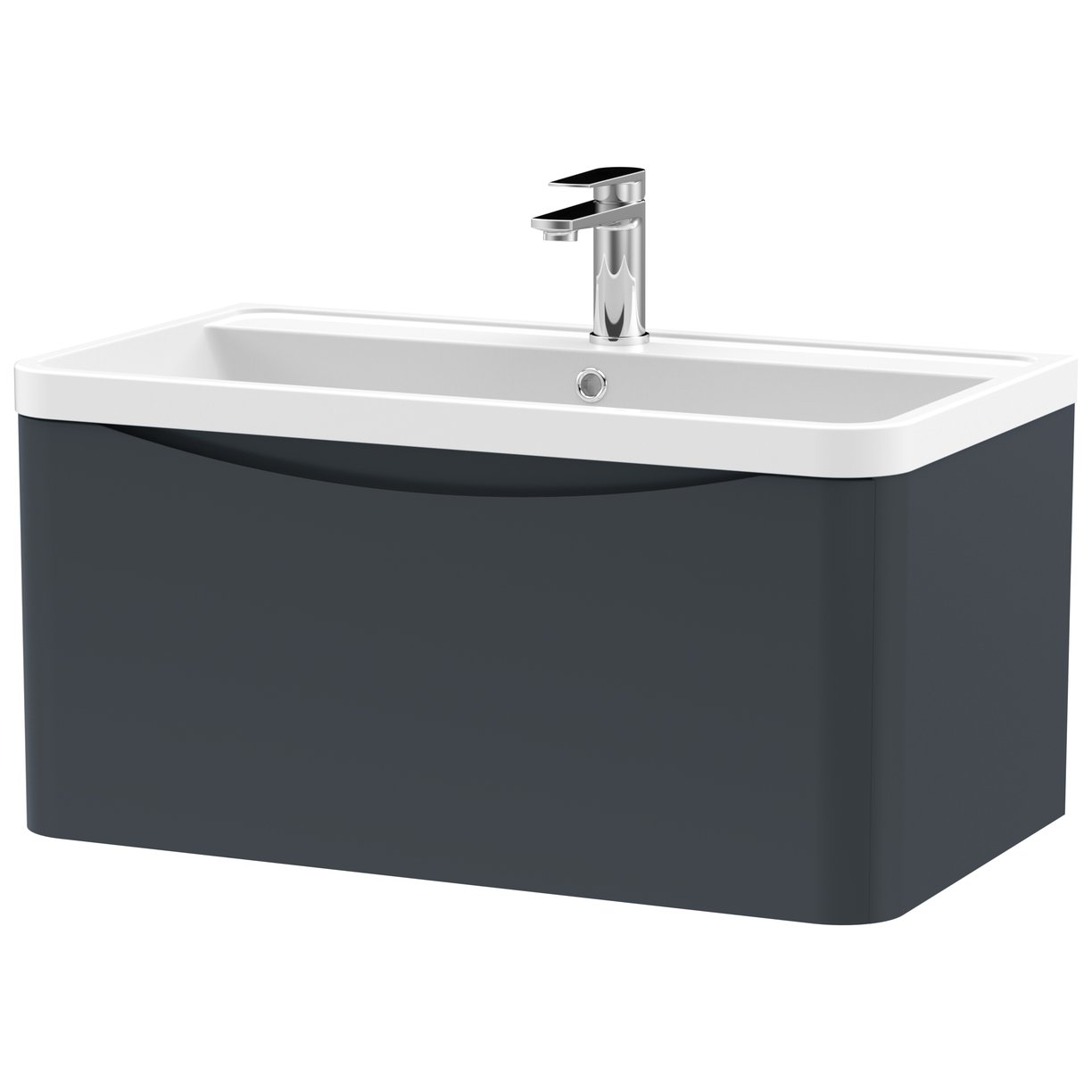 Lunar 800mm Wall Hung 1-Drawer Vanity Unit & Polymarble Basin