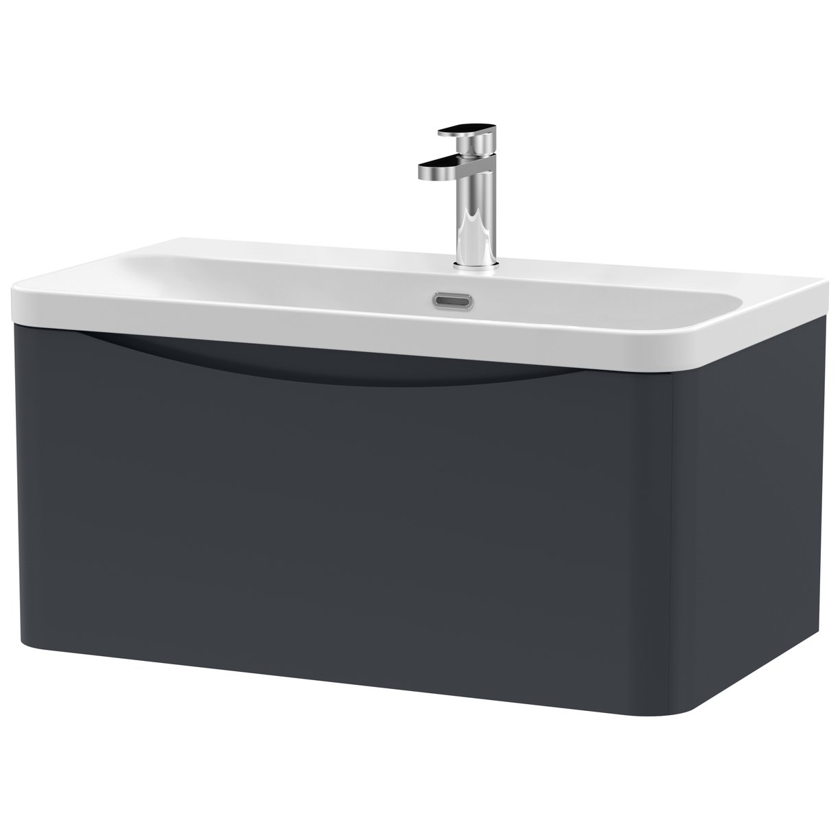 Lunar 800mm Wall Hung 1-Drawer Vanity Unit & Thin-Edge Ceramic Basin