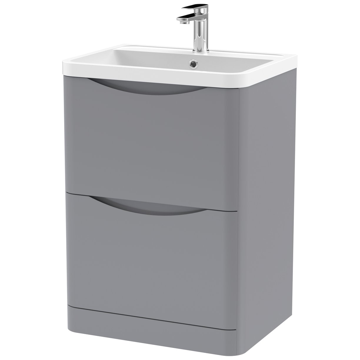 Lunar 600mm Floor Standing 2-Drawer Vanity Unit & Polymarble Basin