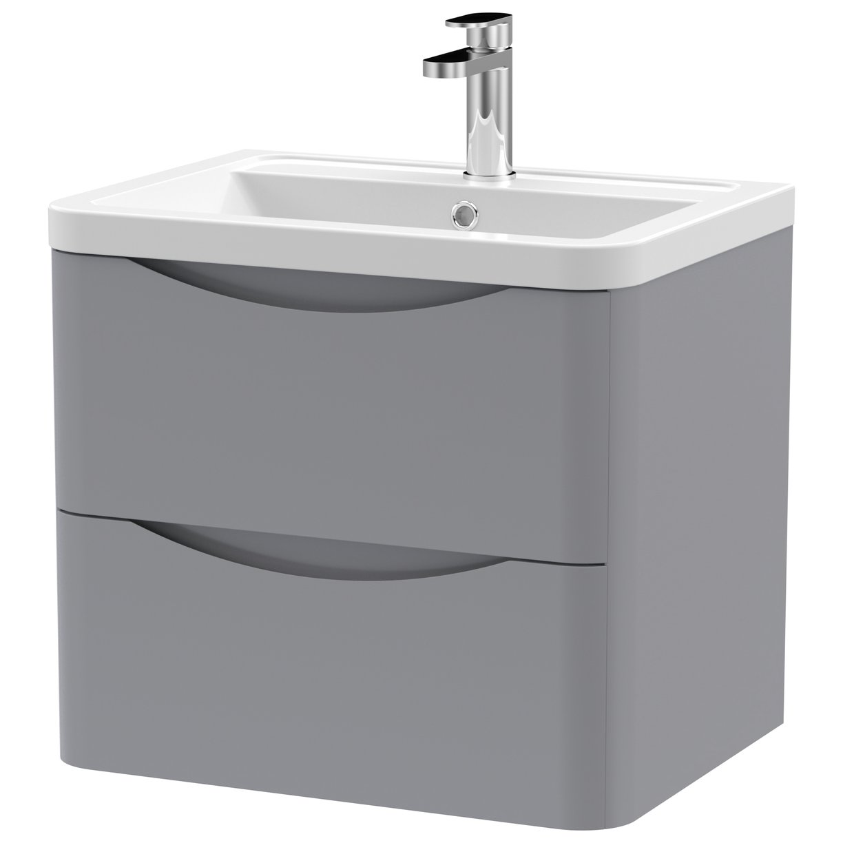 Lunar 600mm Wall Hung 2-Drawer Vanity Unit & Ceramic Basin