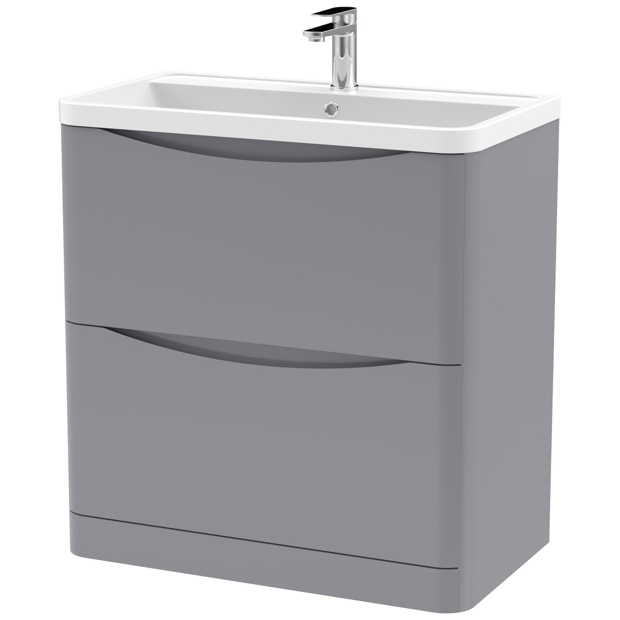 Lunar 800mm Floor Standing 2-Drawer Vanity Unit & Polymarble Basin