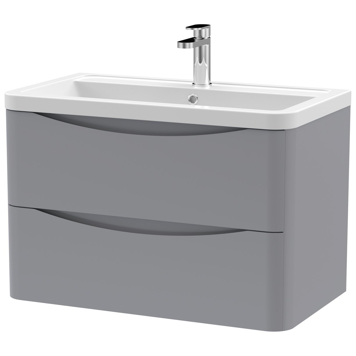 Lunar 800mm Wall Hung 2-Drawer Vanity Unit & Ceramic Basin