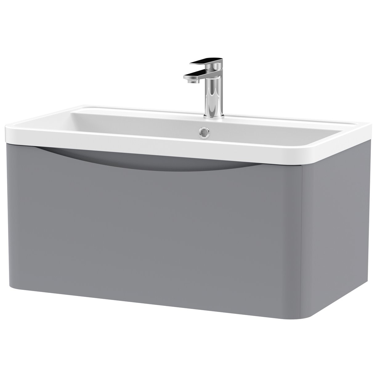 Lunar 800mm Wall Hung 1-Drawer Vanity Unit & Polymarble Basin
