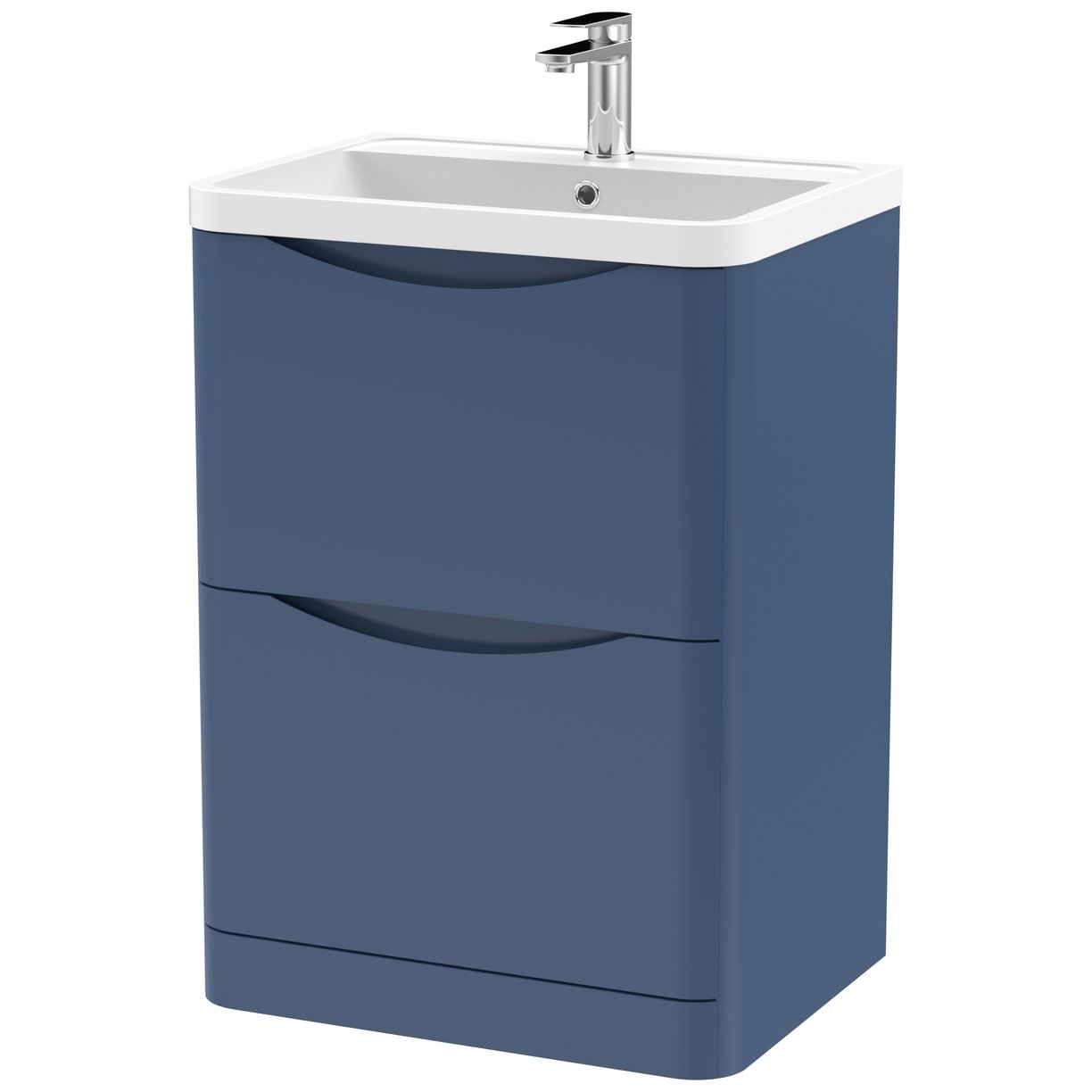 Lunar 600mm Floor Standing 2-Drawer Vanity Unit & Polymarble Basin