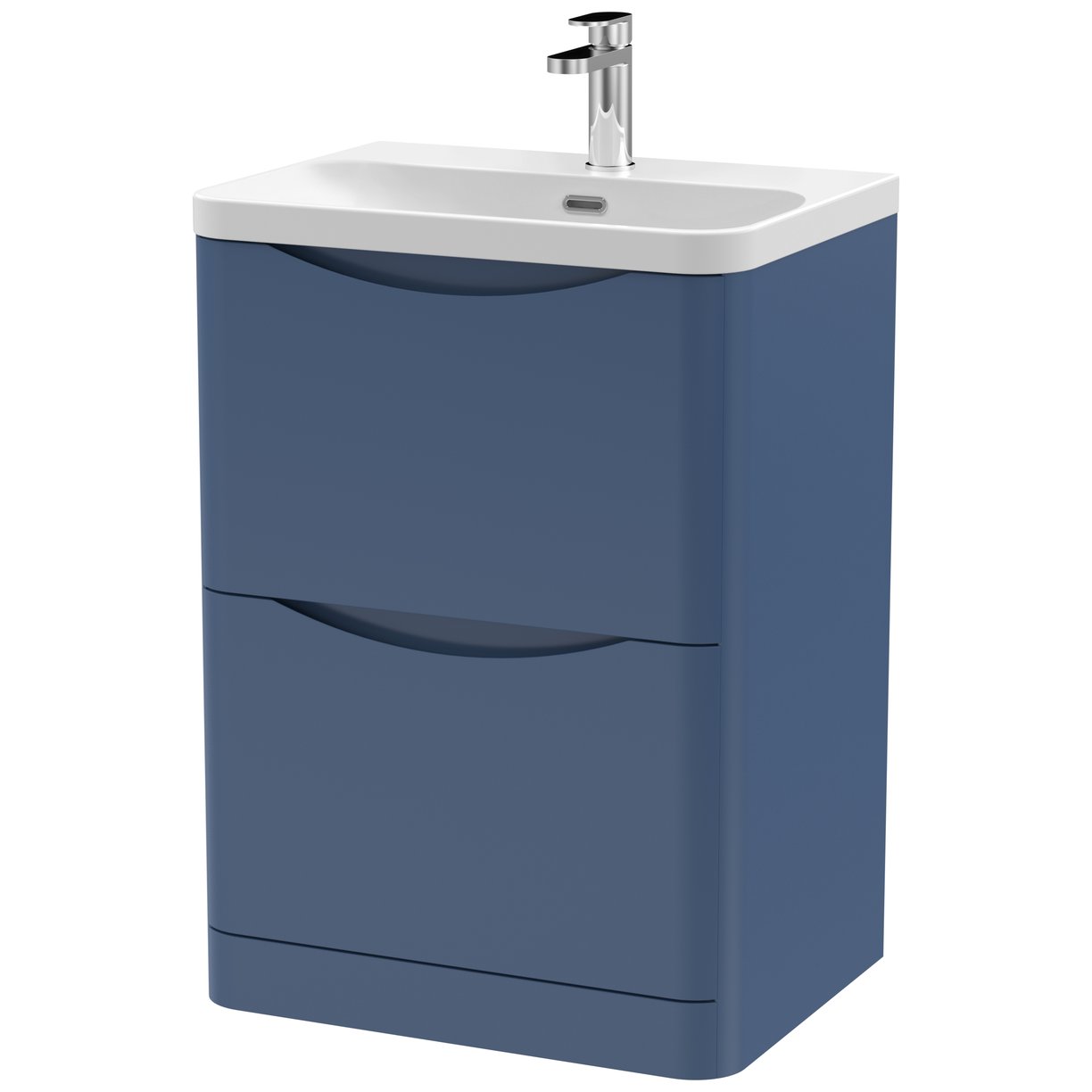 Lunar 600mm Floor Standing 2-Drawer Vanity Unit & Thin-Edge Ceramic Basin