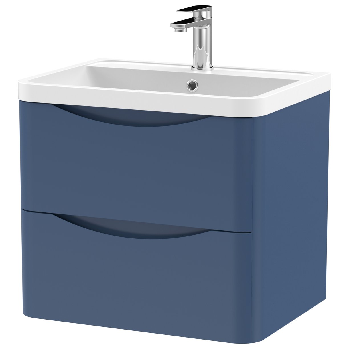 Lunar 600mm Wall Hung 2-Drawer Vanity Unit & Polymarble Basin