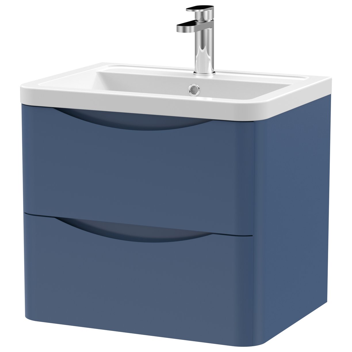 Lunar 600mm Wall Hung 2-Drawer Vanity Unit & Ceramic Basin