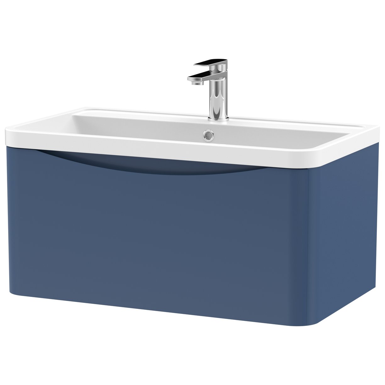 Lunar 800mm Wall Hung 1-Drawer Vanity Unit & Polymarble Basin