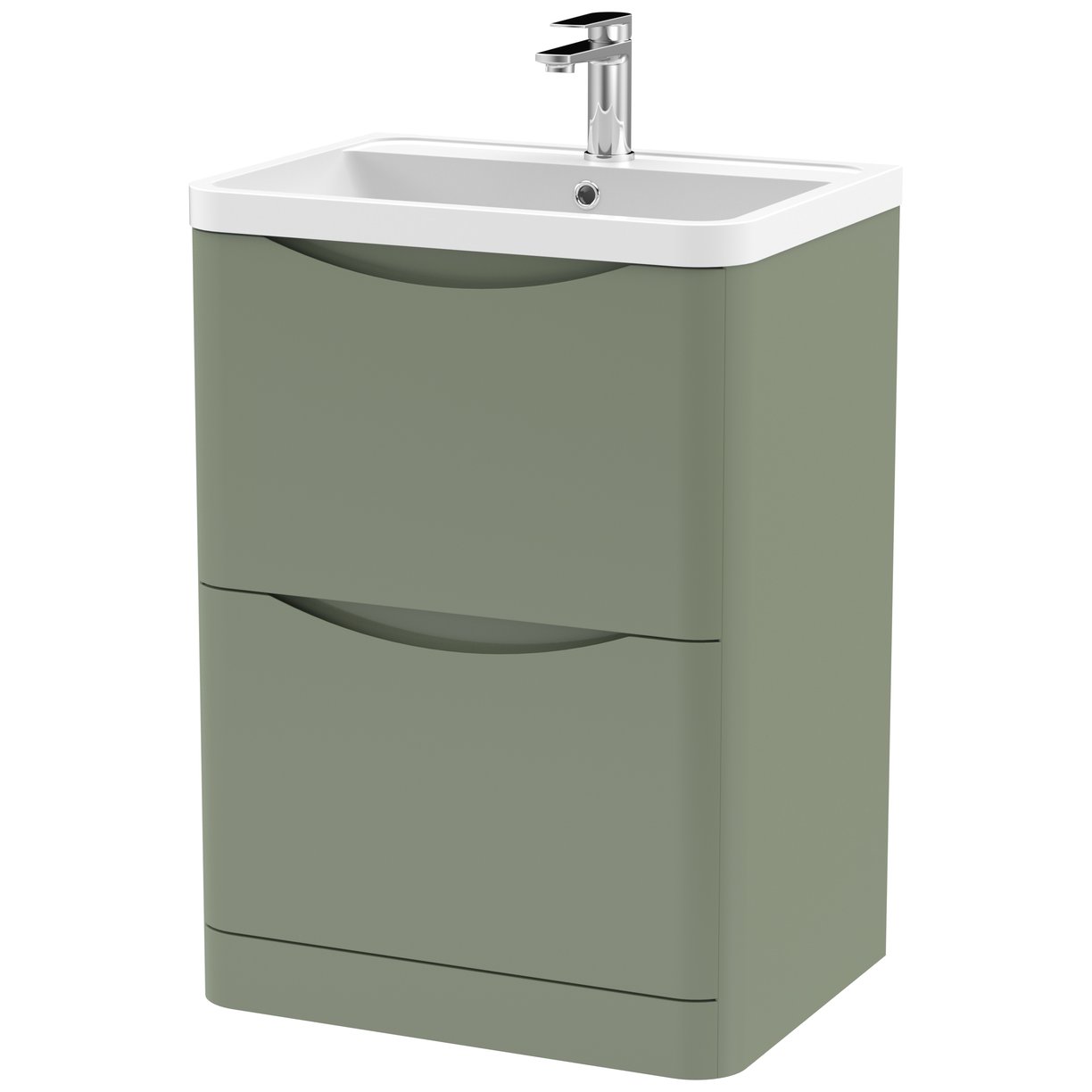 Lunar 600mm Floor Standing 2-Drawer Vanity Unit & Polymarble Basin